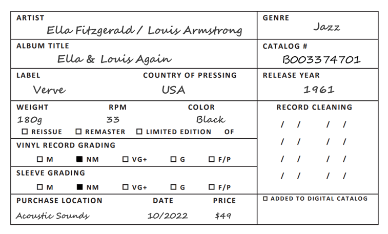 The Record Collector&#39;s  Album Note Cards